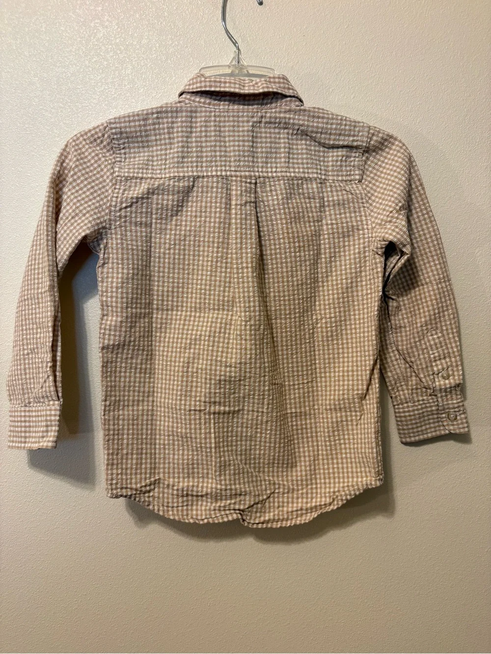 Gymboree Beige and White Check Button-Down Shirt